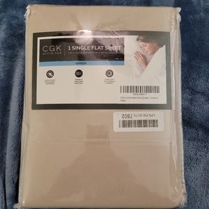 NEW! CGK Unlimited 1 Single Flat Sheet Queen Size/ Cream